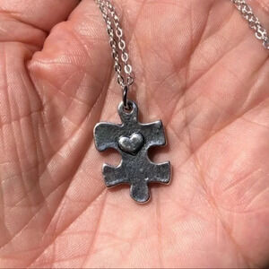 Autism Awareness Puzzle Piece 925 Silver Necklace